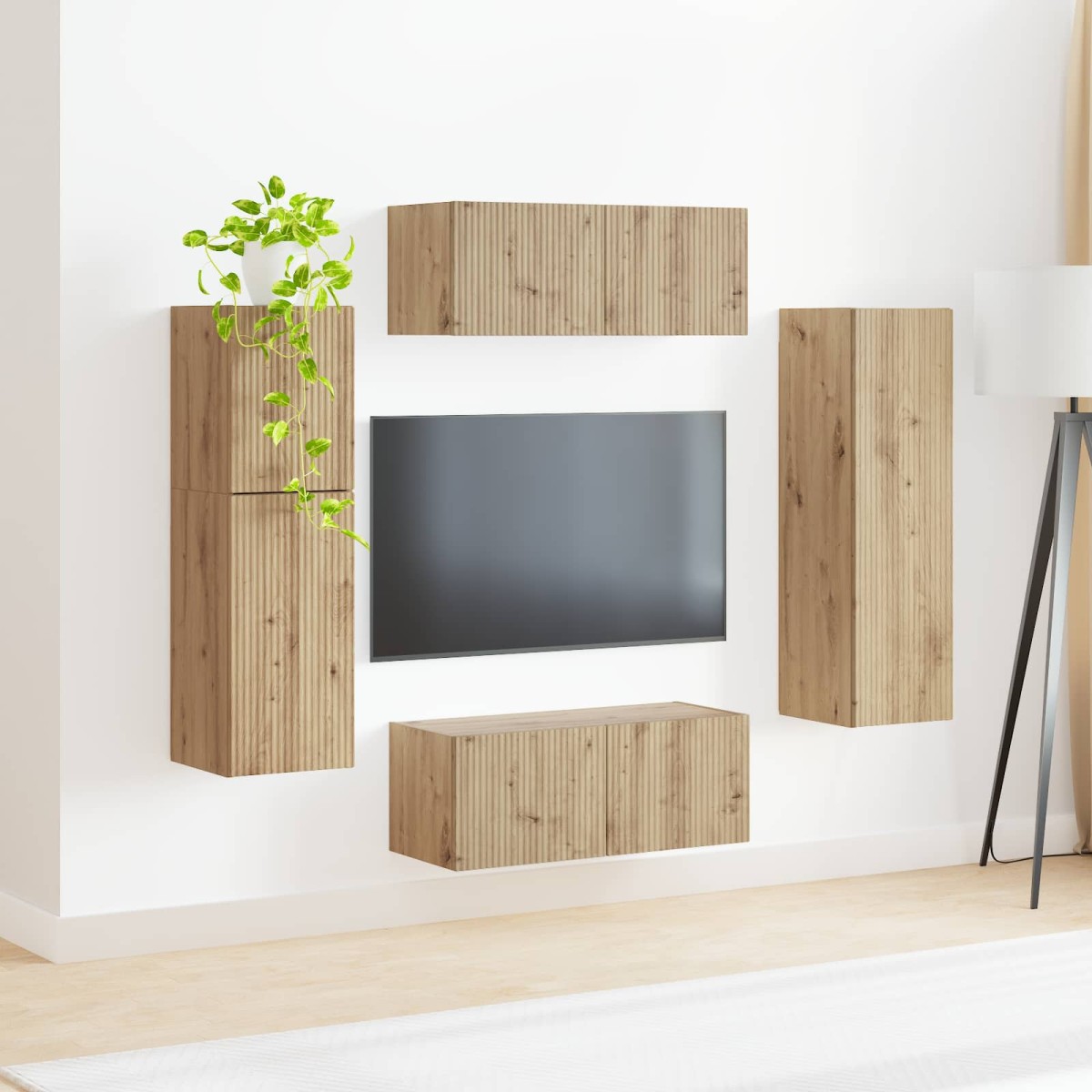 vidaXL Σετ επίπλου τηλεόρασης 4 τμχ. Artisan Oak Επεξεργασμένο Ξύλο