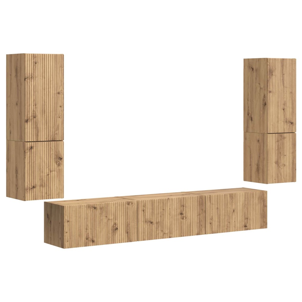 vidaXL Σετ επίπλου τηλεόρασης 4 τμχ. Artisan Oak Επεξεργασμένο Ξύλο