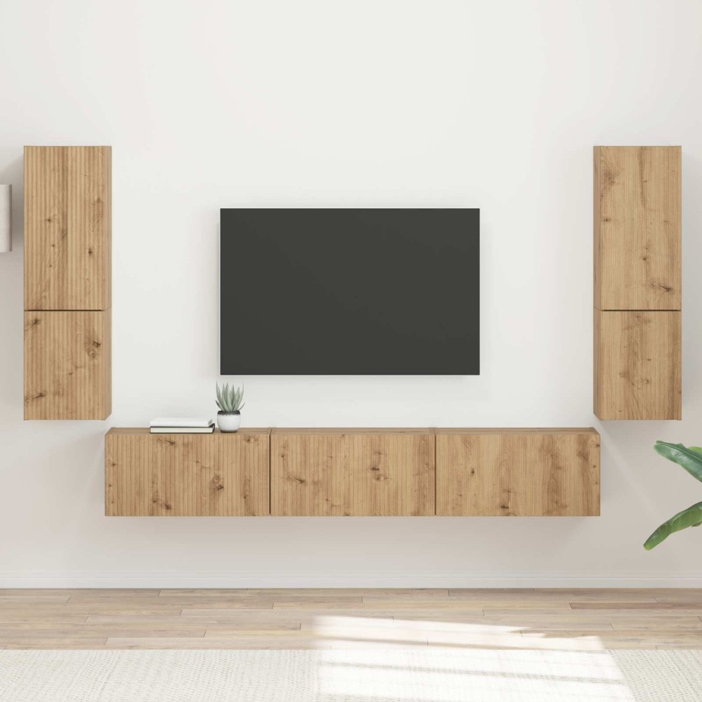 vidaXL Σετ επίπλου τηλεόρασης 4 τμχ. Artisan Oak Επεξεργασμένο Ξύλο