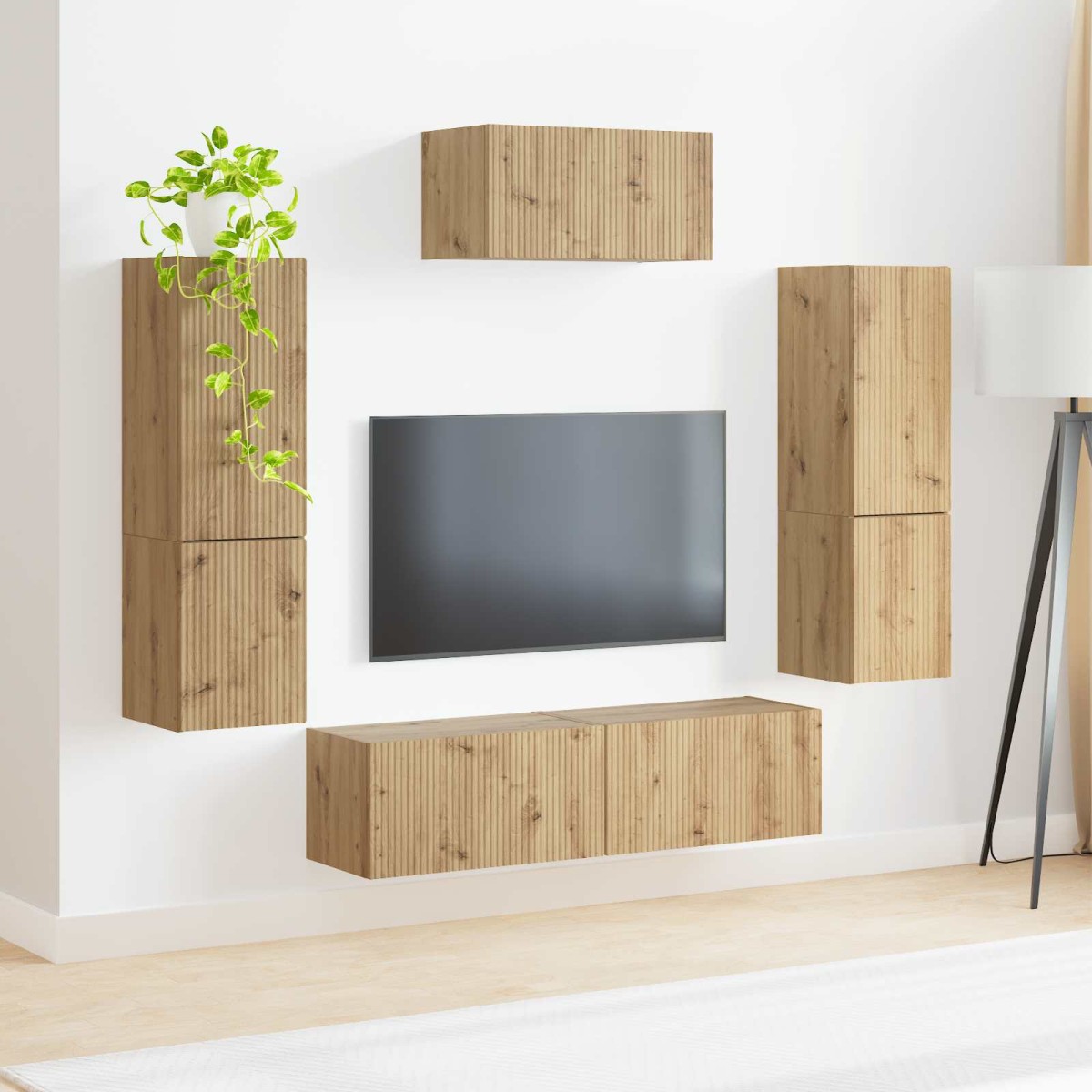 vidaXL Σετ επίπλου τηλεόρασης 4 τμχ. Artisan Oak Επεξεργασμένο Ξύλο