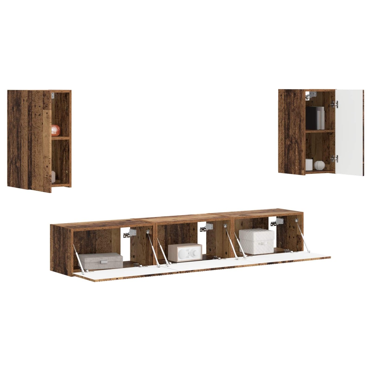 vidaXL Σετ επίπλου τηλεόρασης 5 τμχ. Παλιό ξύλο Επεξεργασμένο Ξύλο