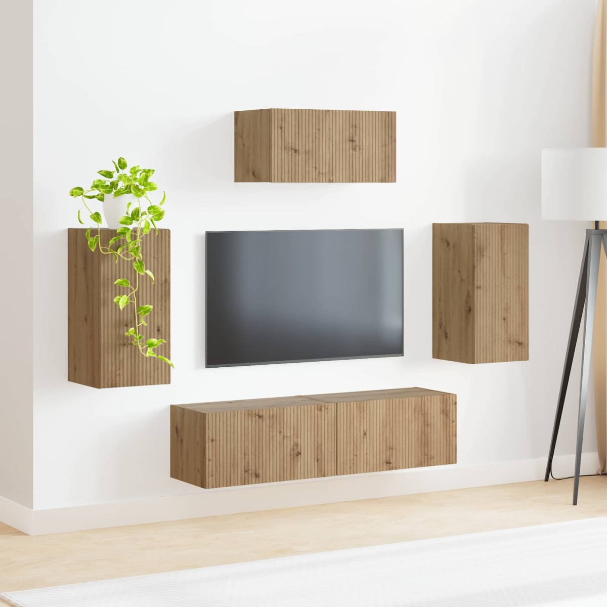 vidaXL Σετ επίπλου τηλεόρασης 5 τμχ. Artisan Oak Επεξεργασμένο Ξύλο