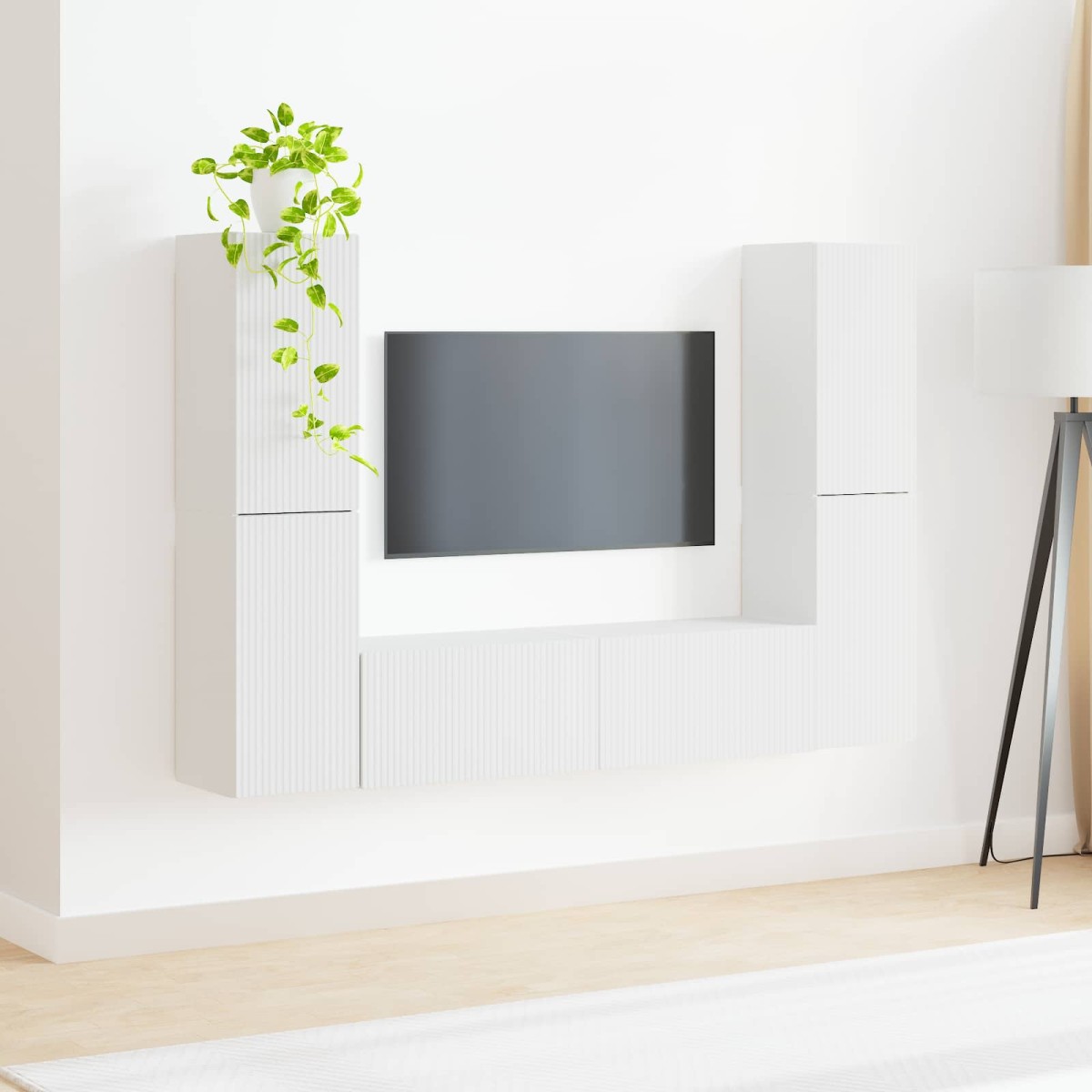 vidaXL Σετ επίπλου τηλεόρασης 6 τμχ. Λευκό Επεξεργασμένο Ξύλο