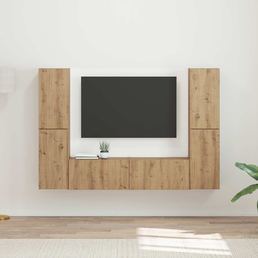 vidaXL Σετ επίπλου τηλεόρασης 6 τμχ. Artisan Oak Επεξεργασμένο Ξύλο