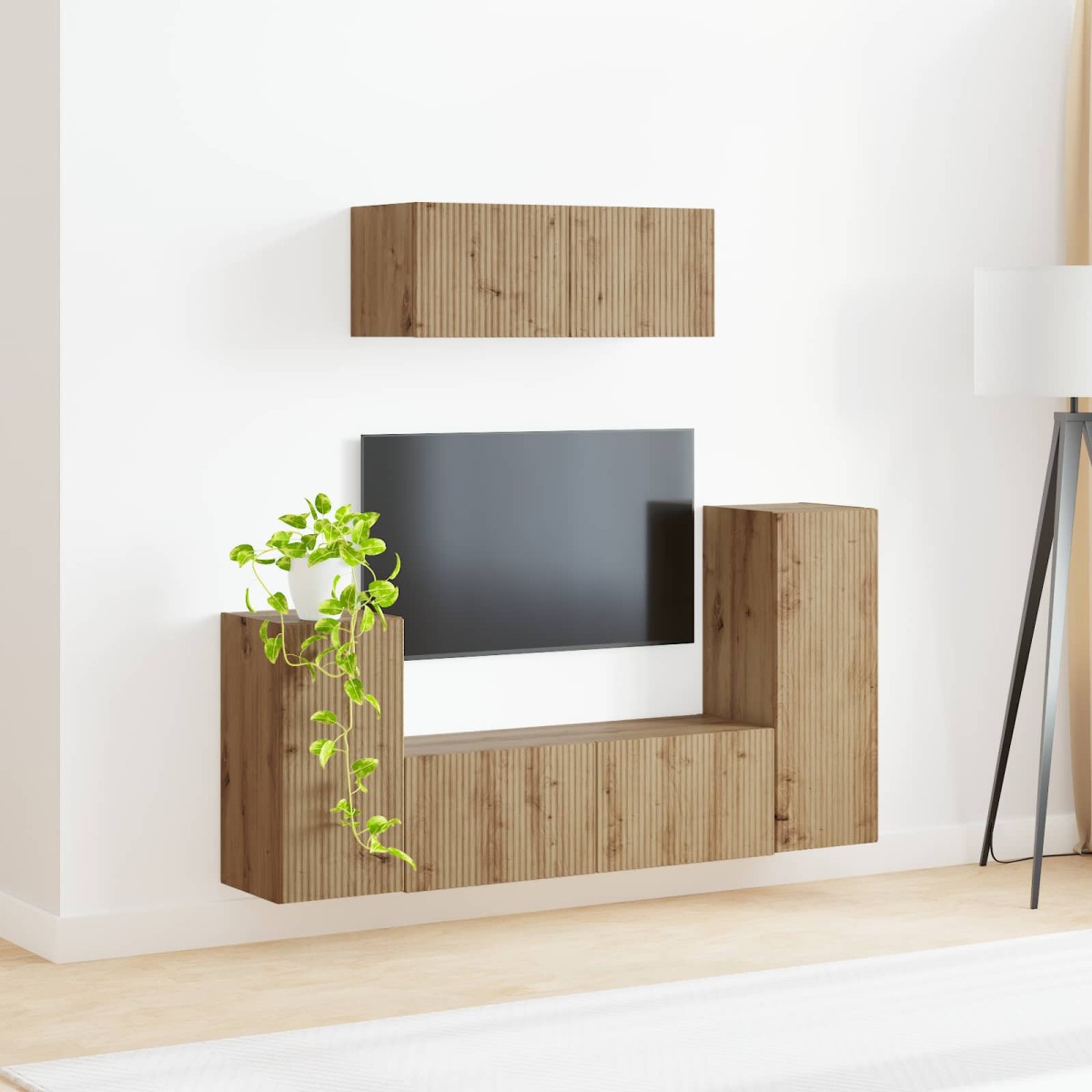 vidaXL Σετ επίπλου τηλεόρασης 4 τμχ. Artisan Oak Επεξεργασμένο Ξύλο