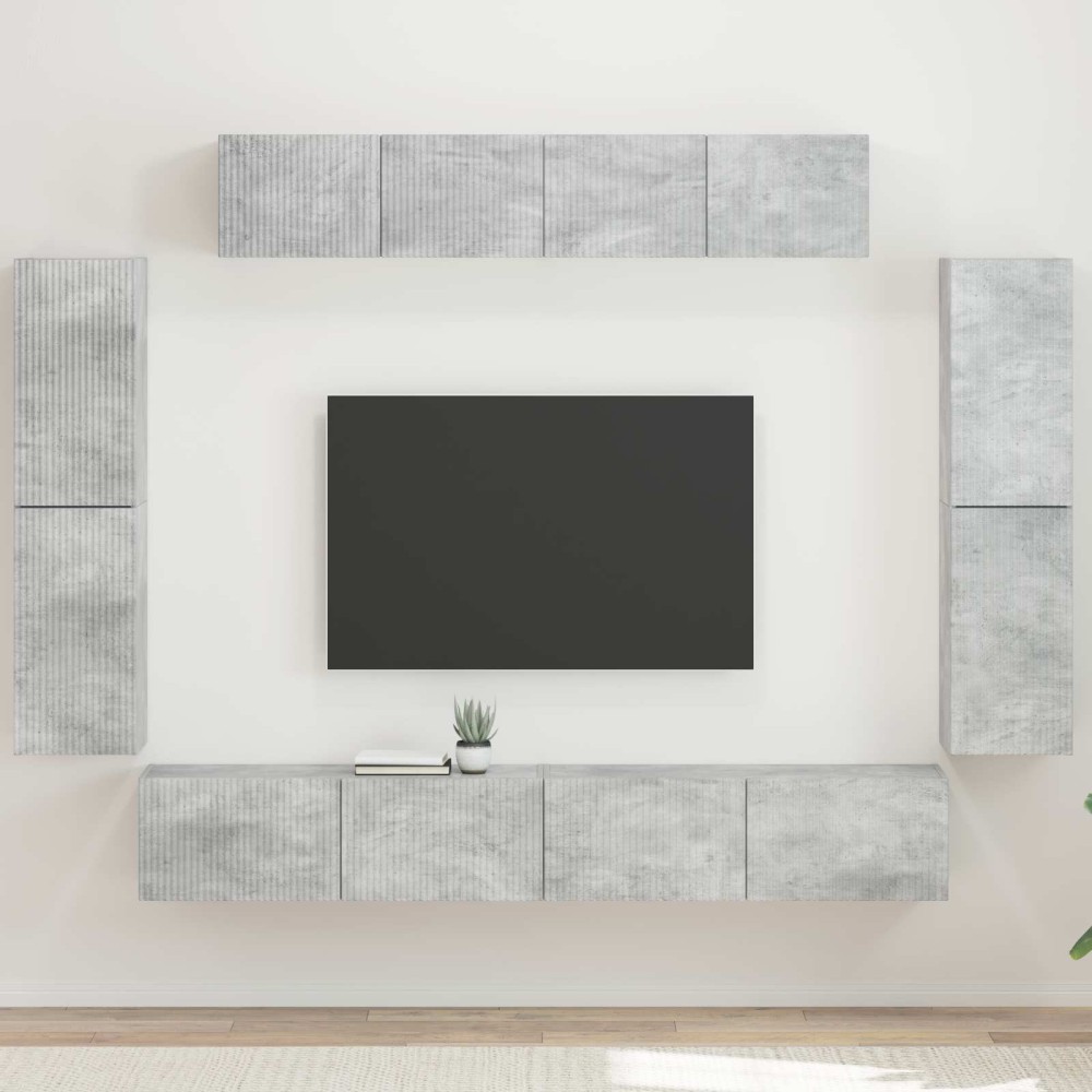 vidaXL Ντουλάπι TV 8 τμχ. Σκυρόδεμα Γκρι