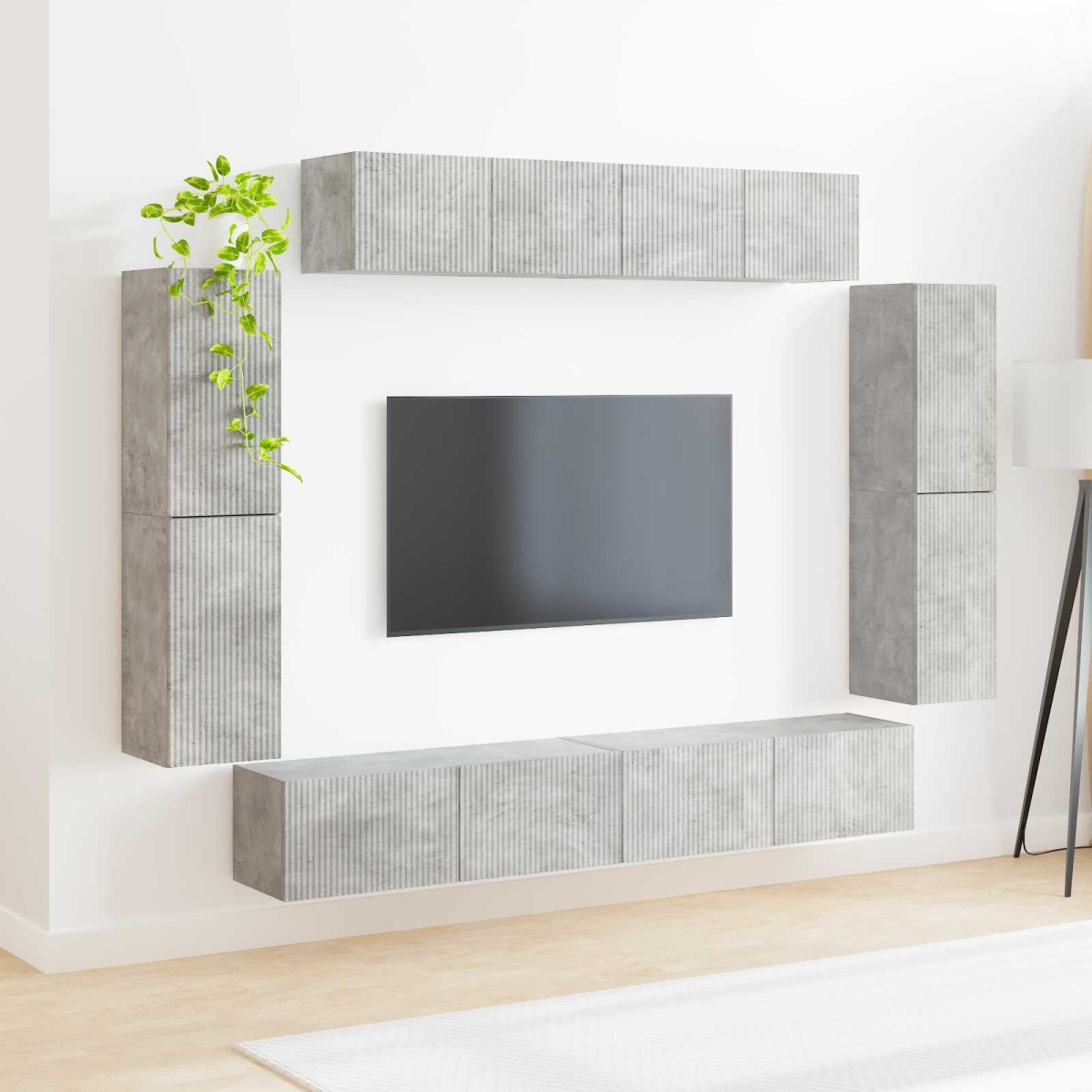 vidaXL Ντουλάπι TV 8 τμχ. Σκυρόδεμα Γκρι