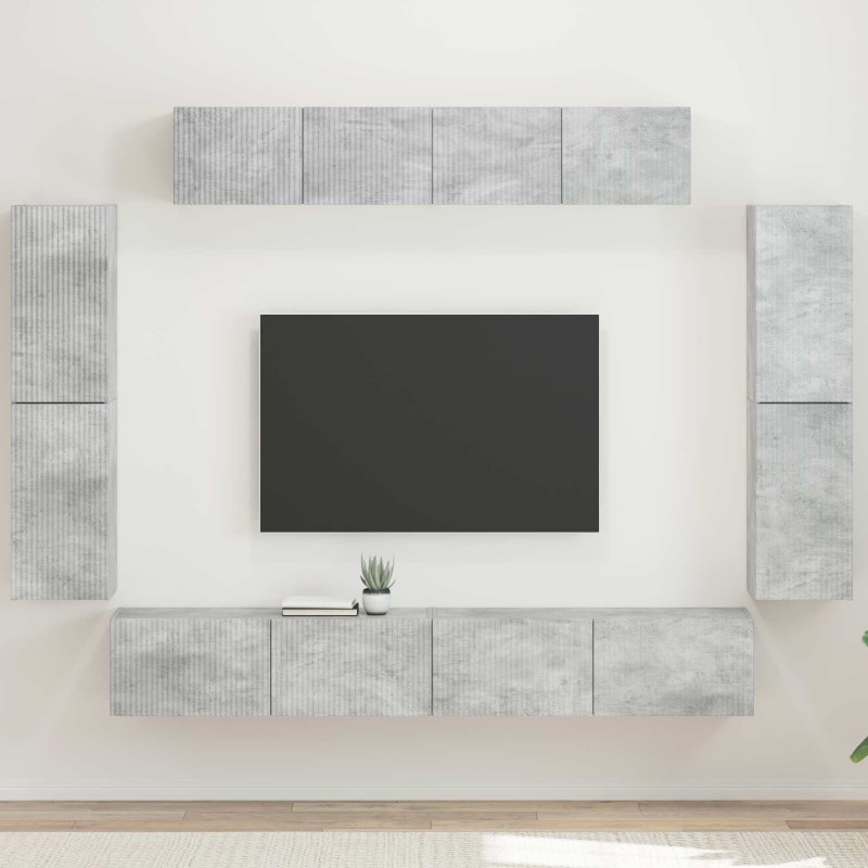 vidaXL Ντουλάπι TV 8 τμχ. Σκυρόδεμα Γκρι