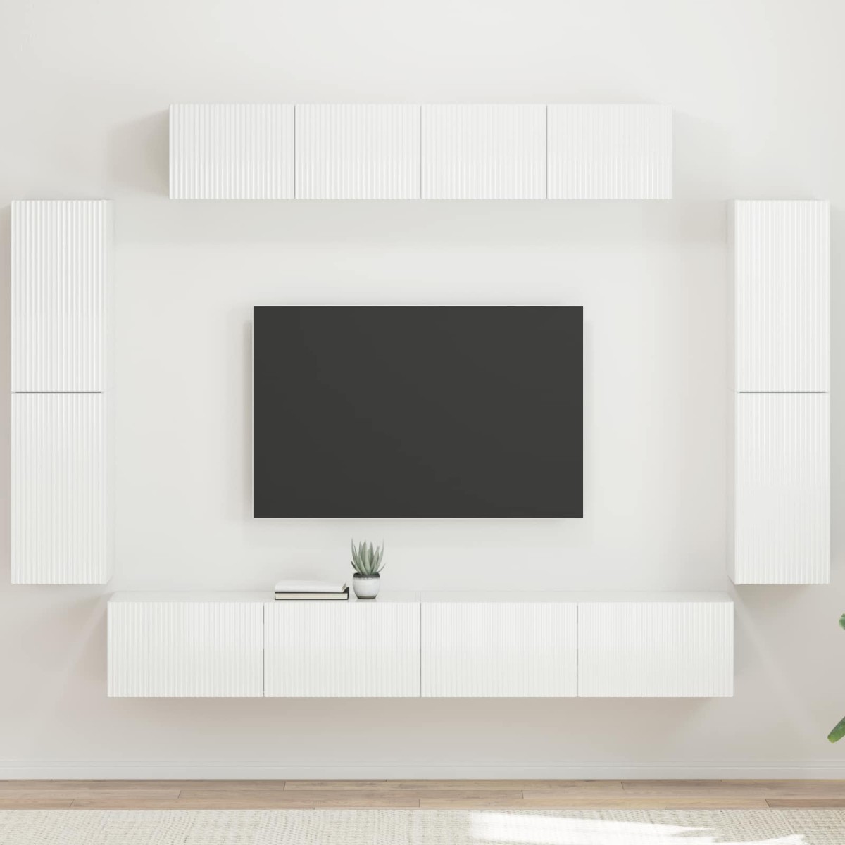 vidaXL Ντουλάπι TV 8 τμχ. Υψηλής γυαλάδας λευκό