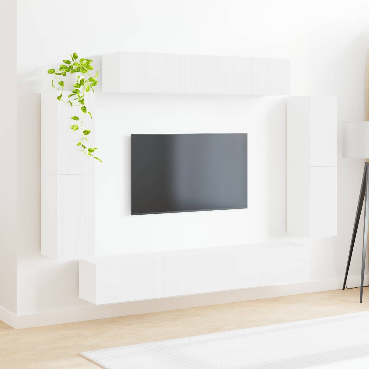 vidaXL Ντουλάπι TV 8 τμχ. Υψηλής γυαλάδας λευκό