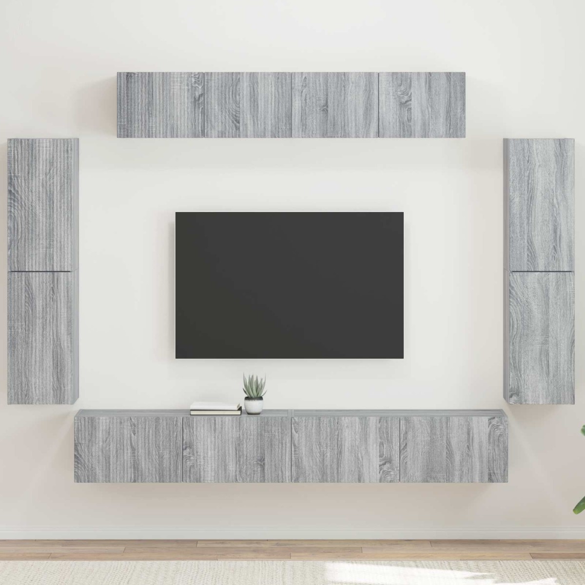 vidaXL Ντουλάπι TV 8 τμχ. Γκρίζο Σονομα