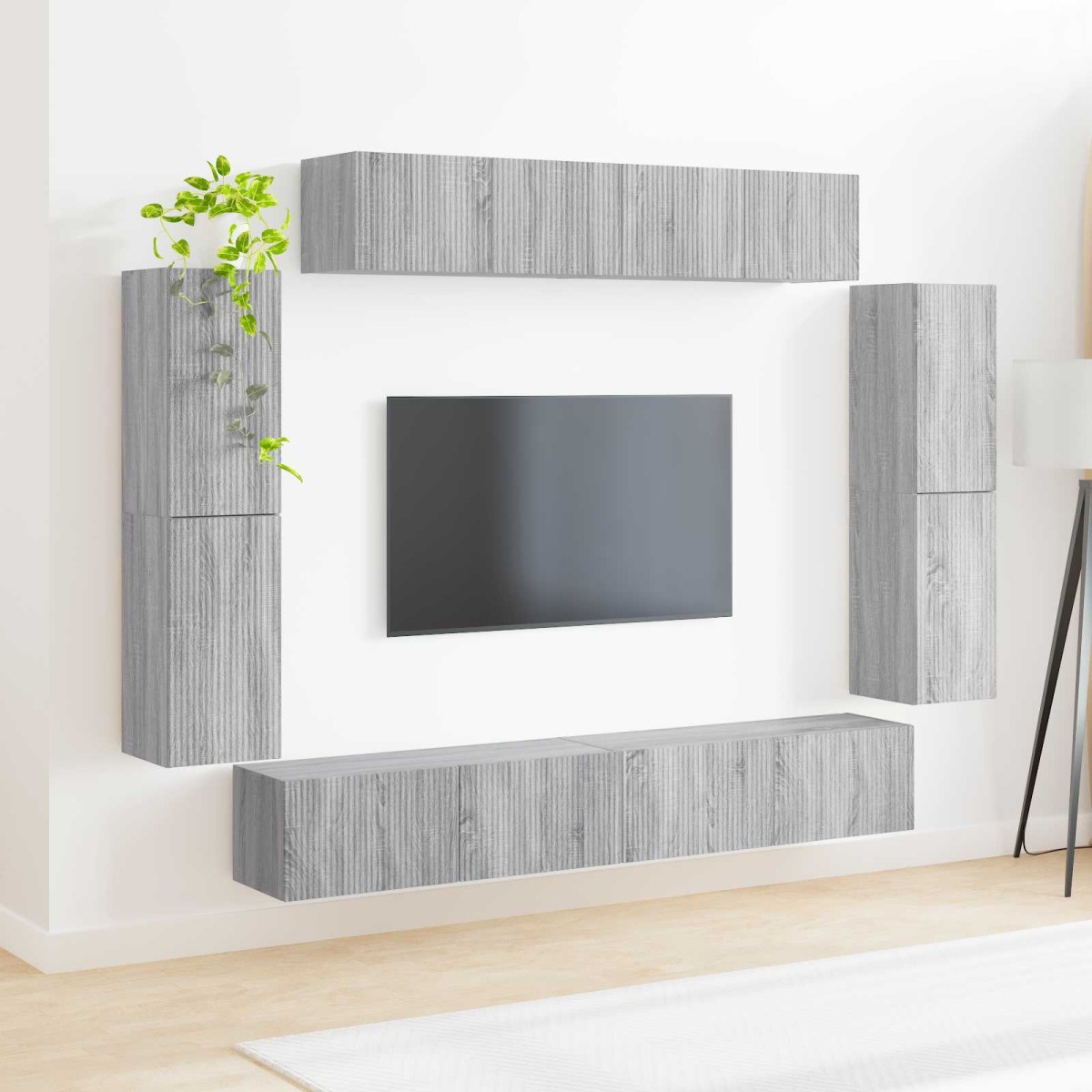 vidaXL Ντουλάπι TV 8 τμχ. Γκρίζο Σονομα