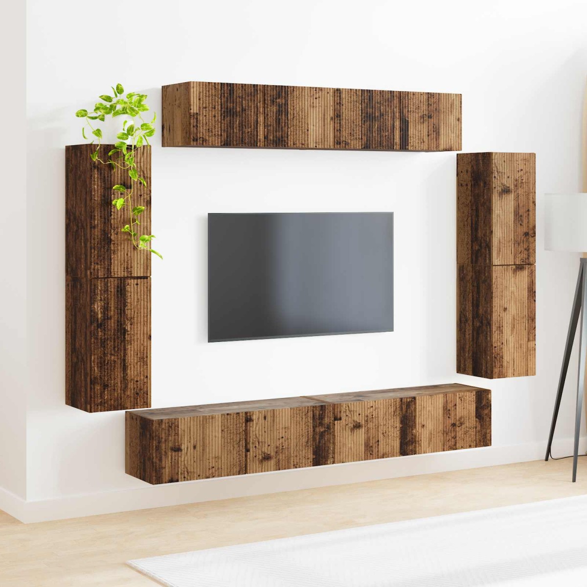 vidaXL Ντουλάπι TV 8 τμχ. Παλιό ξύλο