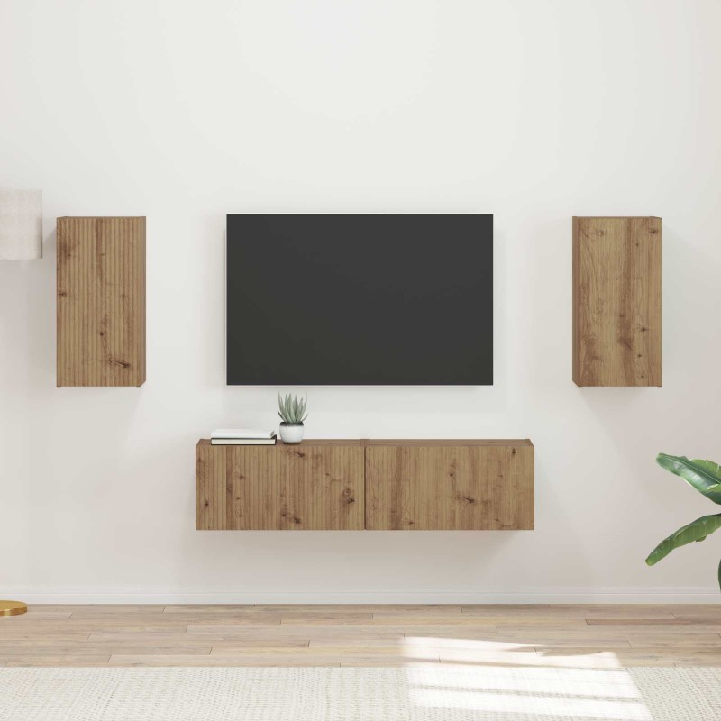 vidaXL Σετ επίπλου τηλεόρασης 4 τμχ. Artisan Oak Επεξεργασμένο Ξύλο