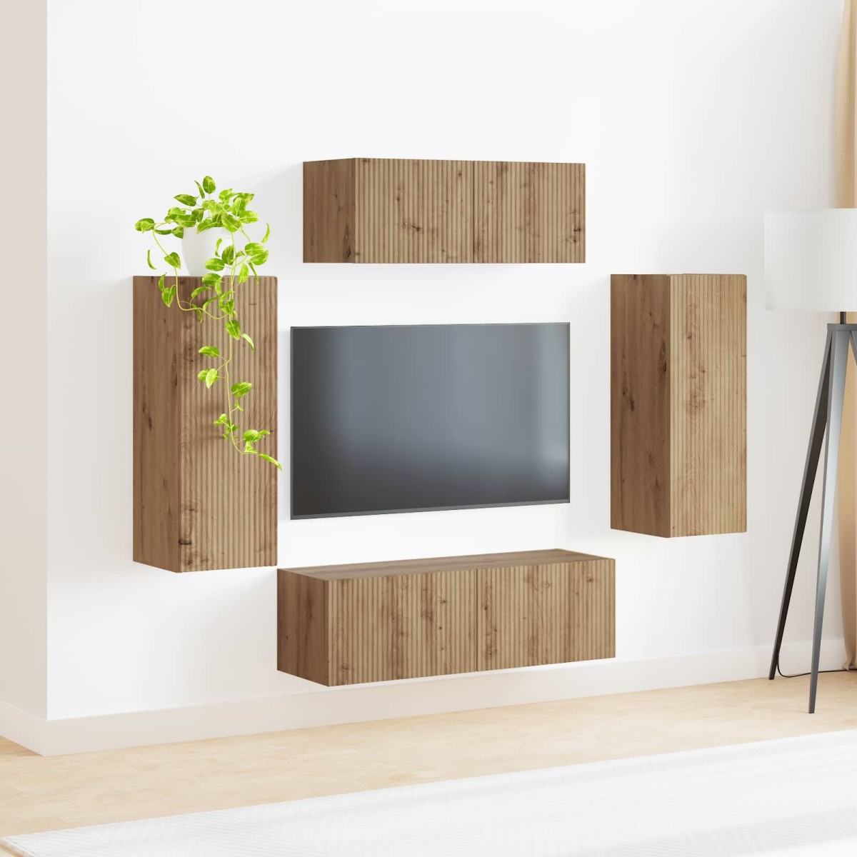 vidaXL Σετ επίπλου τηλεόρασης 4 τμχ. Artisan Oak Επεξεργασμένο Ξύλο