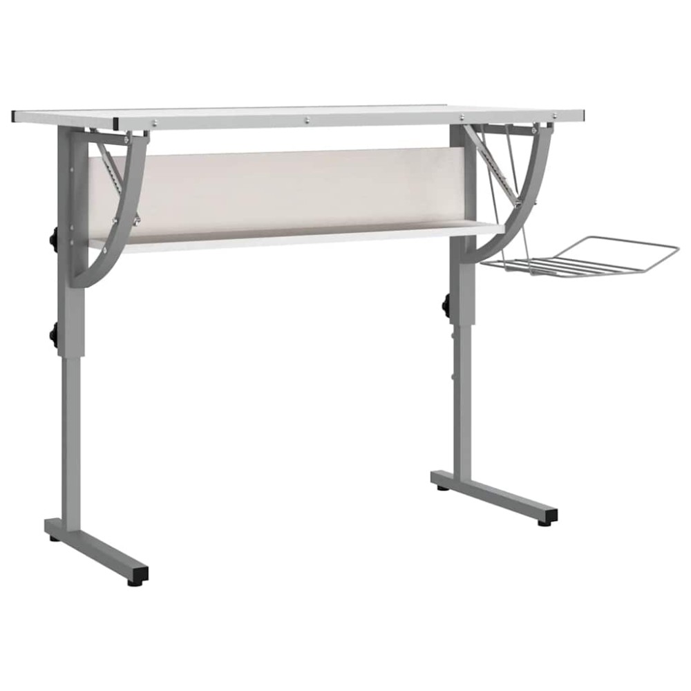 vidaXL Γραφείο Χειροτ. Λευκό/Γκρι 110x53x(58-87) εκ. Επ. Ξύλο&Ατσάλι