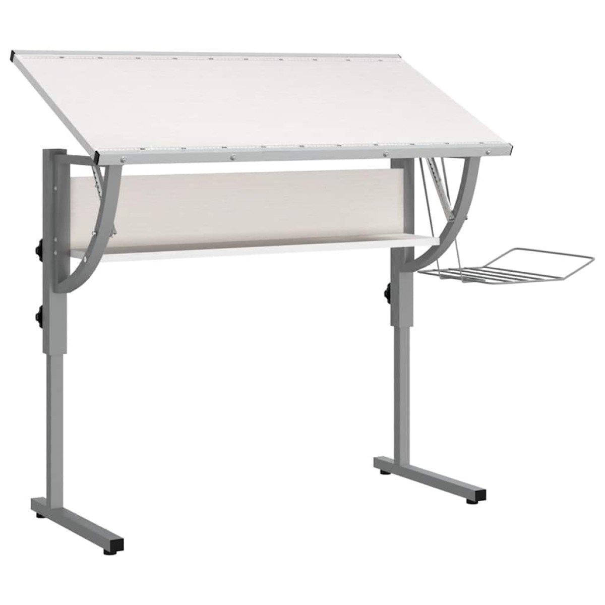 vidaXL Γραφείο Χειροτ. Λευκό/Γκρι 110x53x(58-87) εκ. Επ. Ξύλο&Ατσάλι