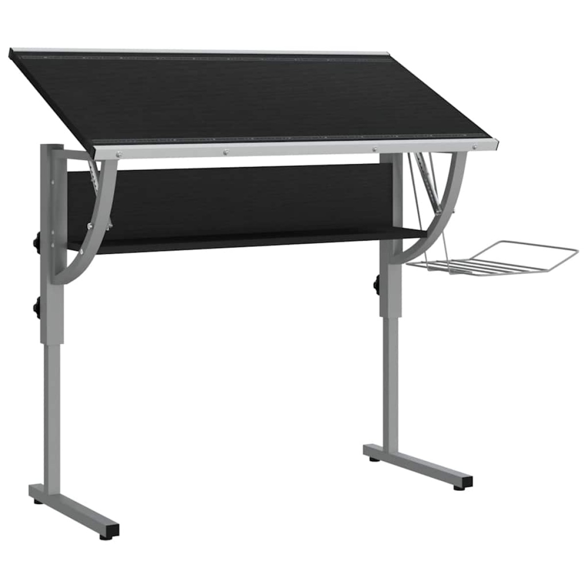 vidaXL Γραφείο Χειροτ. Μαύρο/Γκρι 110x53x(58-87) εκ. Επ. Ξύλο&Ατσάλι