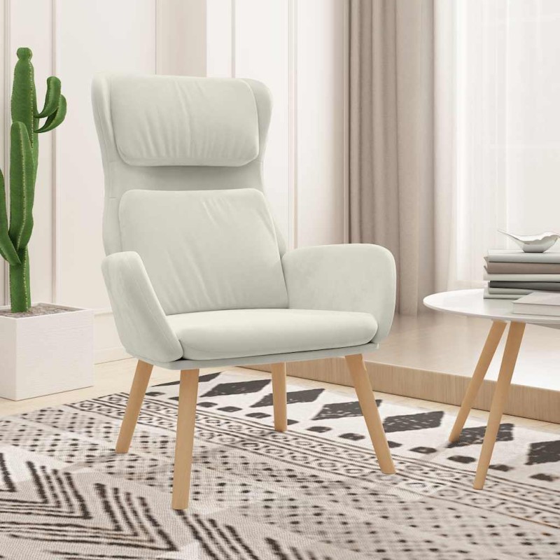 vidaXL Πολυθρόνα Relax Λευκό Κρεμ Βελούδινη