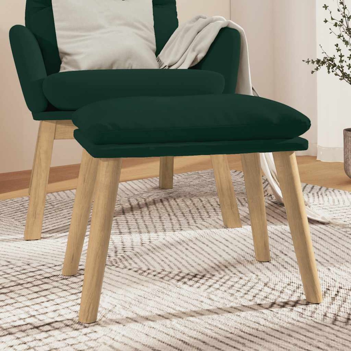 vidaXL Υποπόδιο Σκούρο Πράσινο 45x29,5x35 εκ. Βελούδινο