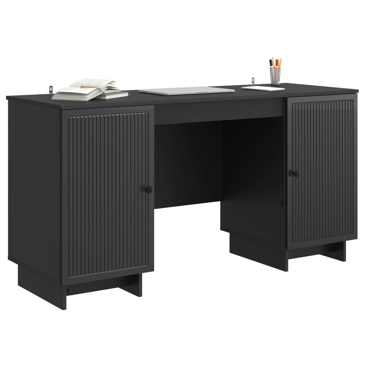 vidaXL Γραφείο Μαύρο Επεξεργασμένο Ξύλο 142,5 x 50 x 75 εκ.