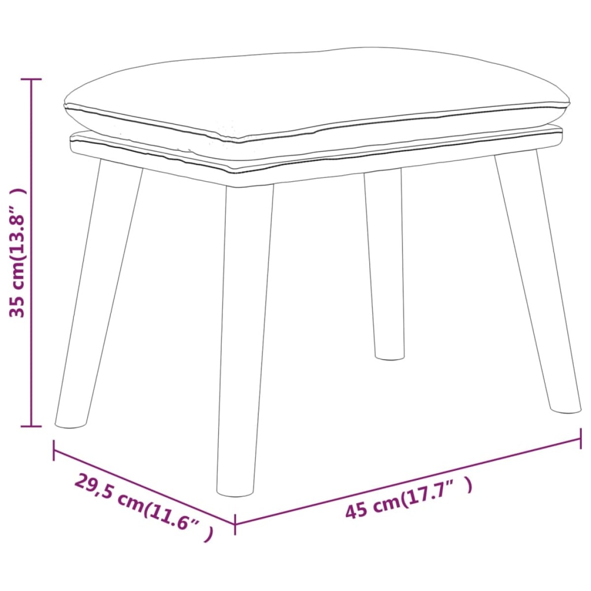 vidaXL Υποπόδιο Ανοιχτό Γκρι 45 x 29,5 x 35 Υφασμάτινο