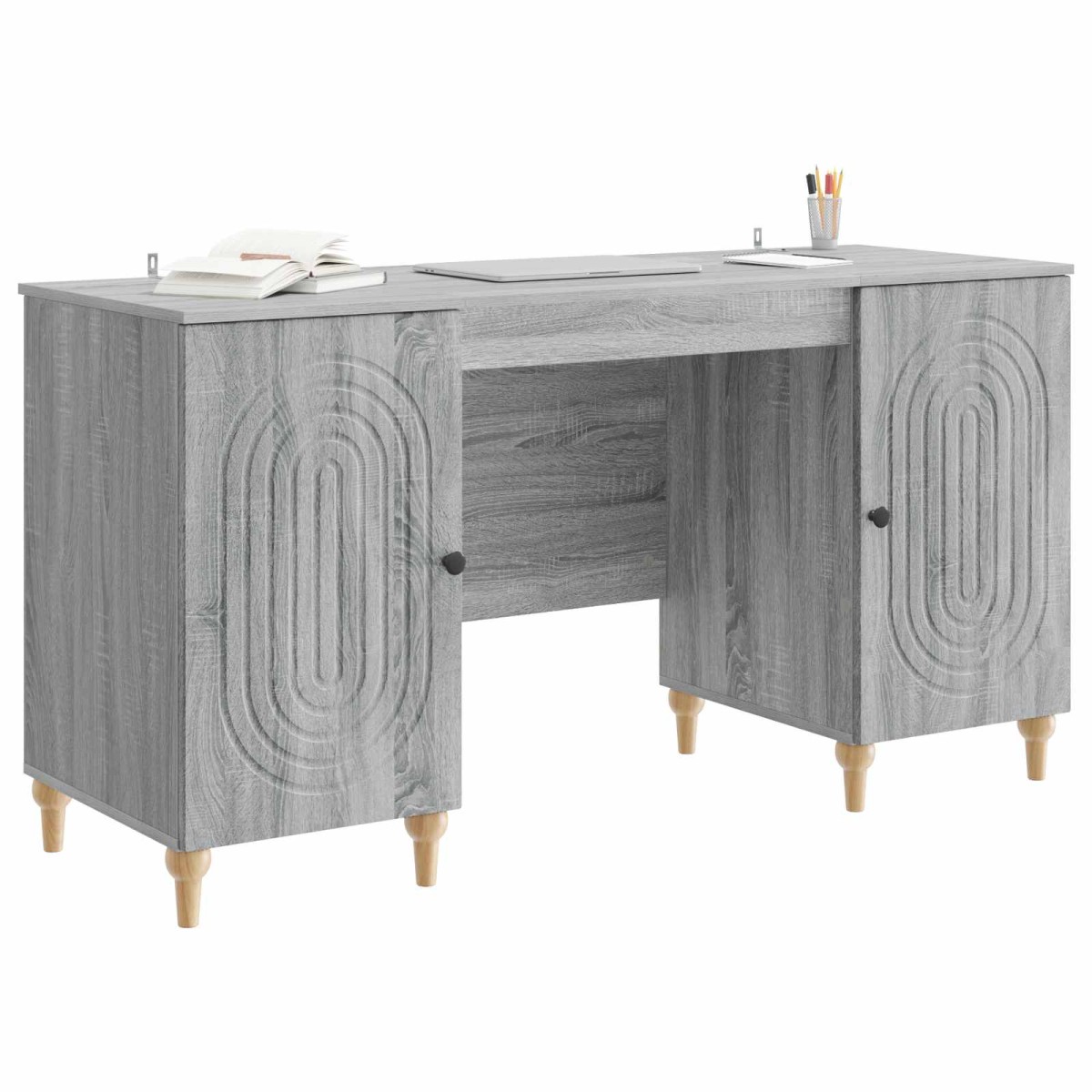vidaXL Γραφείο Γκρι Sonoma 142,5 x 50 x 75 εκ. Επεξεργασμένο Ξύλο
