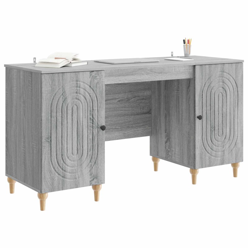 vidaXL Γραφείο Γκρι Sonoma 142,5 x 50 x 75 εκ. Επεξεργασμένο Ξύλο