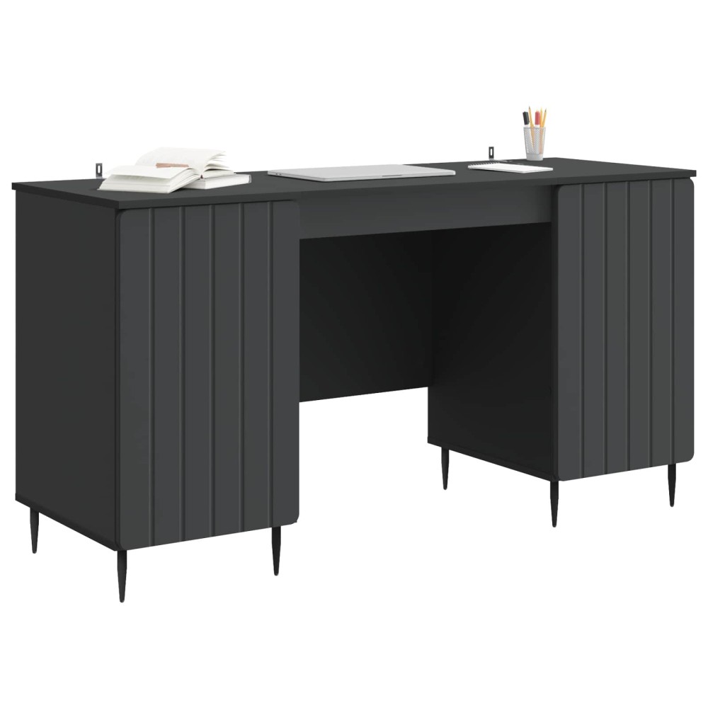 vidaXL Γραφείο με ράφι Μαύρο 142,5 x 50 x 75 εκ. Επεξεργασμένο Ξύλο