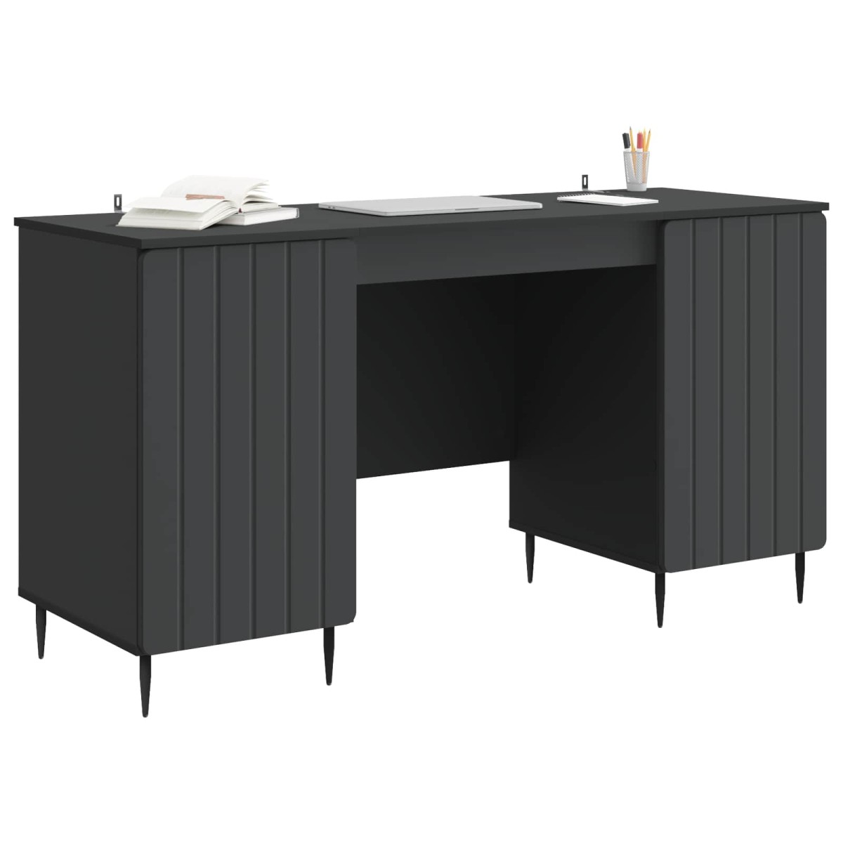 vidaXL Γραφείο με ράφι Μαύρο 142,5 x 50 x 75 εκ. Επεξεργασμένο Ξύλο