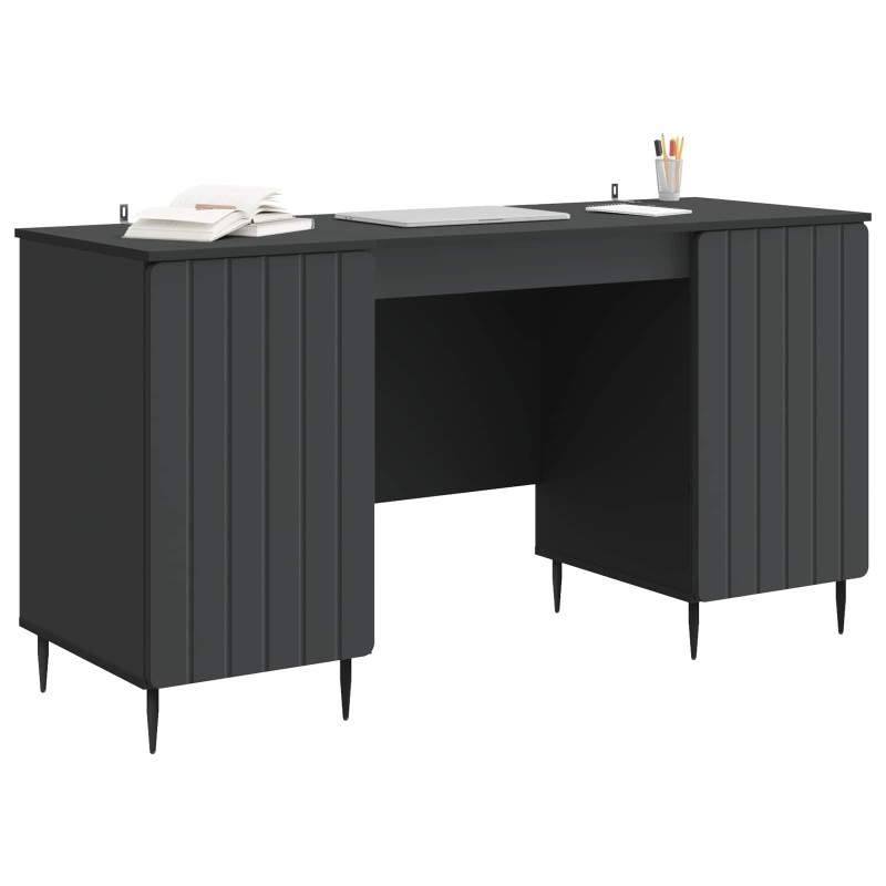 vidaXL Γραφείο με ράφι Μαύρο 142,5 x 50 x 75 εκ. Επεξεργασμένο Ξύλο