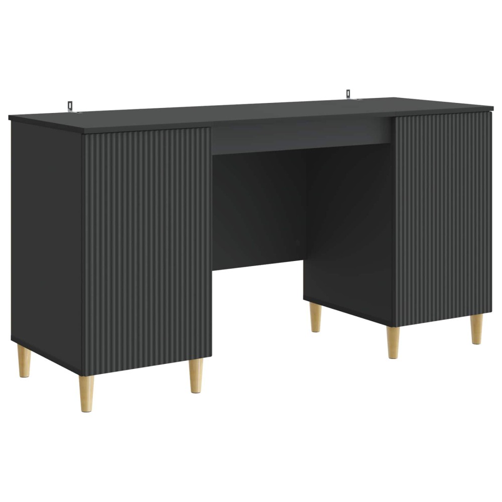 vidaXL Γραφείο με ράφι Μαύρο 142,5 x 50 x 75 εκ. Επεξεργασμένο Ξύλο