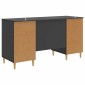 vidaXL Γραφείο με ράφι Μαύρο 142,5 x 50 x 75 εκ. Επεξεργασμένο Ξύλο