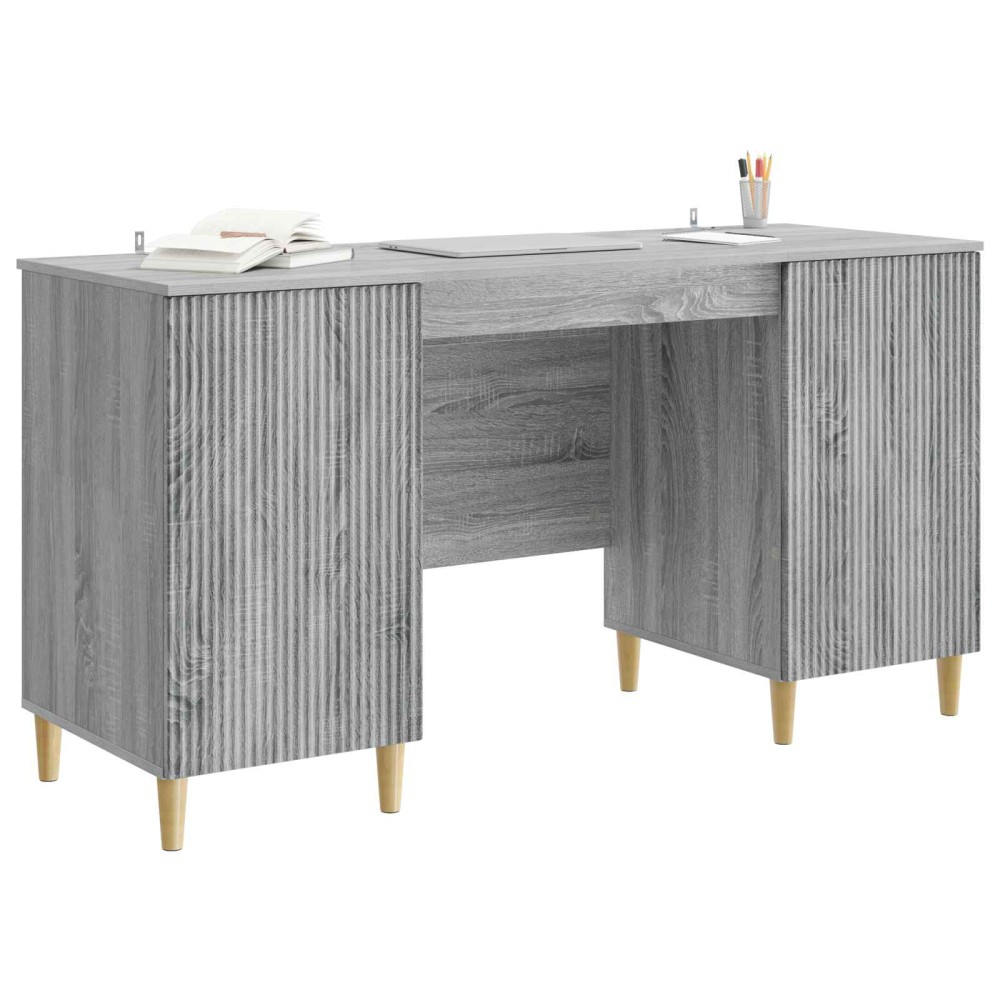 vidaXL Γραφείο Γκρι Sonoma 142,5 x 50 x 75 εκ. Επεξεργασμένο Ξύλο