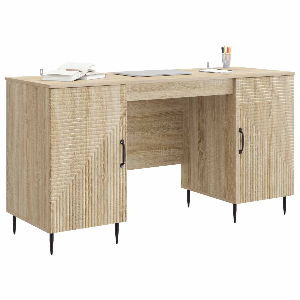 vidaXL Γραφείο Sonoma Δρυς 142,5 x 50 x 75 εκ. Επεξεργασμένο Ξύλο