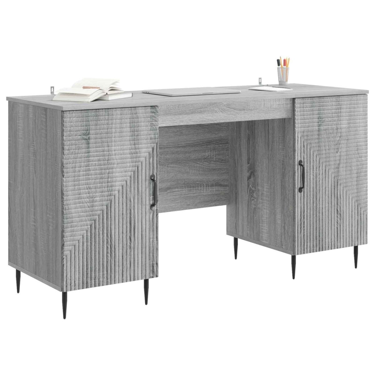 vidaXL Γραφείο Γκρι Sonoma 142,5 x 50 x 75 εκ. Επεξεργασμένο Ξύλο