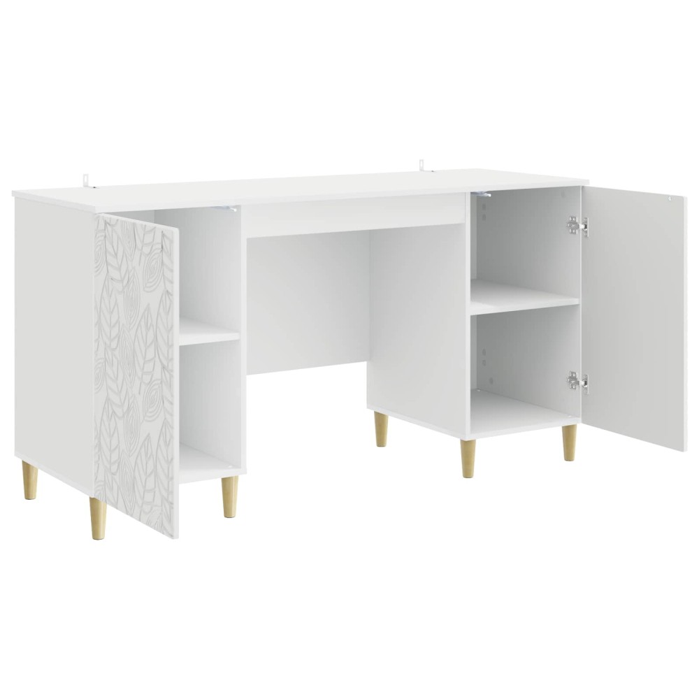 vidaXL Γραφείο Γυαλιστερό Λευκό 142,5 x 50 x 75 εκ. Επεξεργασμένο Ξύλο