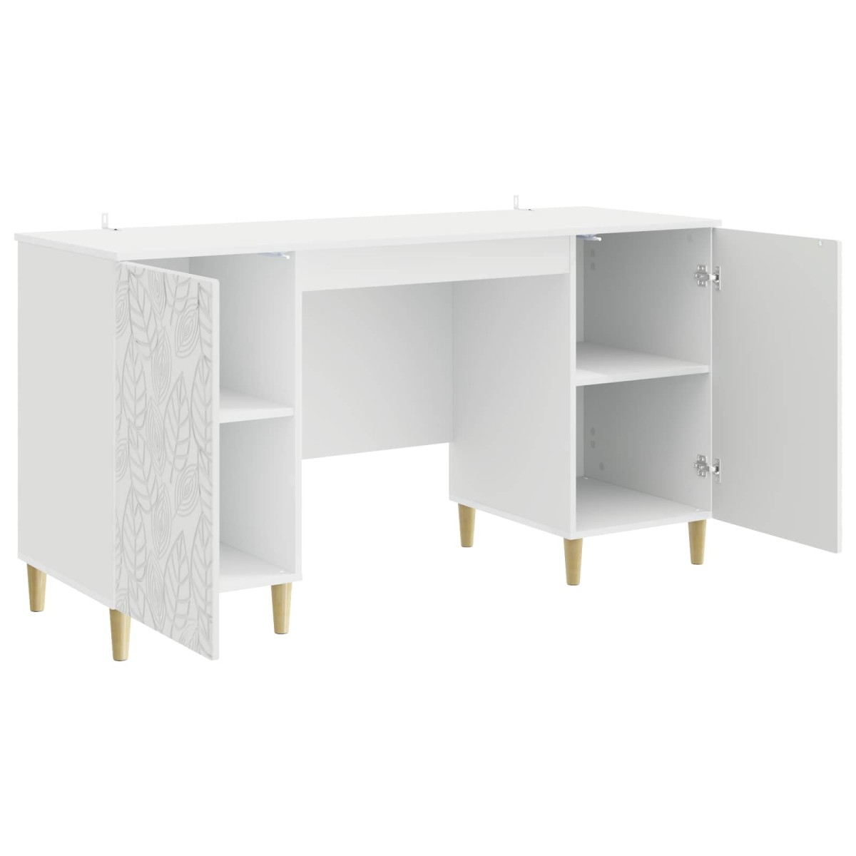 vidaXL Γραφείο Γυαλιστερό Λευκό 142,5 x 50 x 75 εκ. Επεξεργασμένο Ξύλο