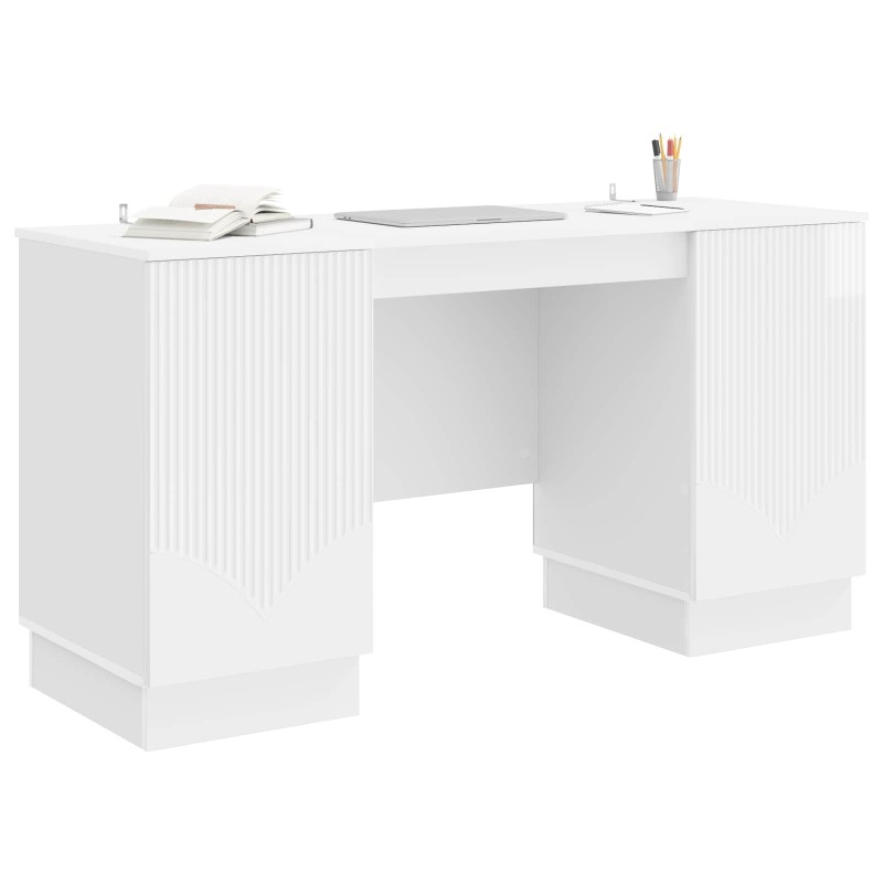 vidaXL Γραφείο Γυαλιστερό Λευκό 142,5 x 50 x 75 εκ. Επεξεργασμένο Ξύλο