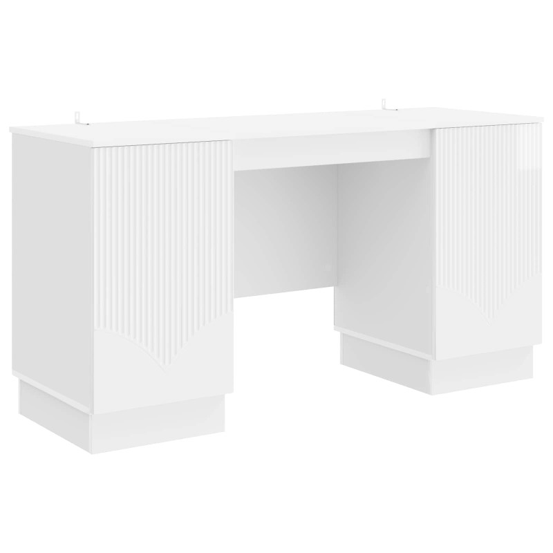 vidaXL Γραφείο Γυαλιστερό Λευκό 142,5 x 50 x 75 εκ. Επεξεργασμένο Ξύλο