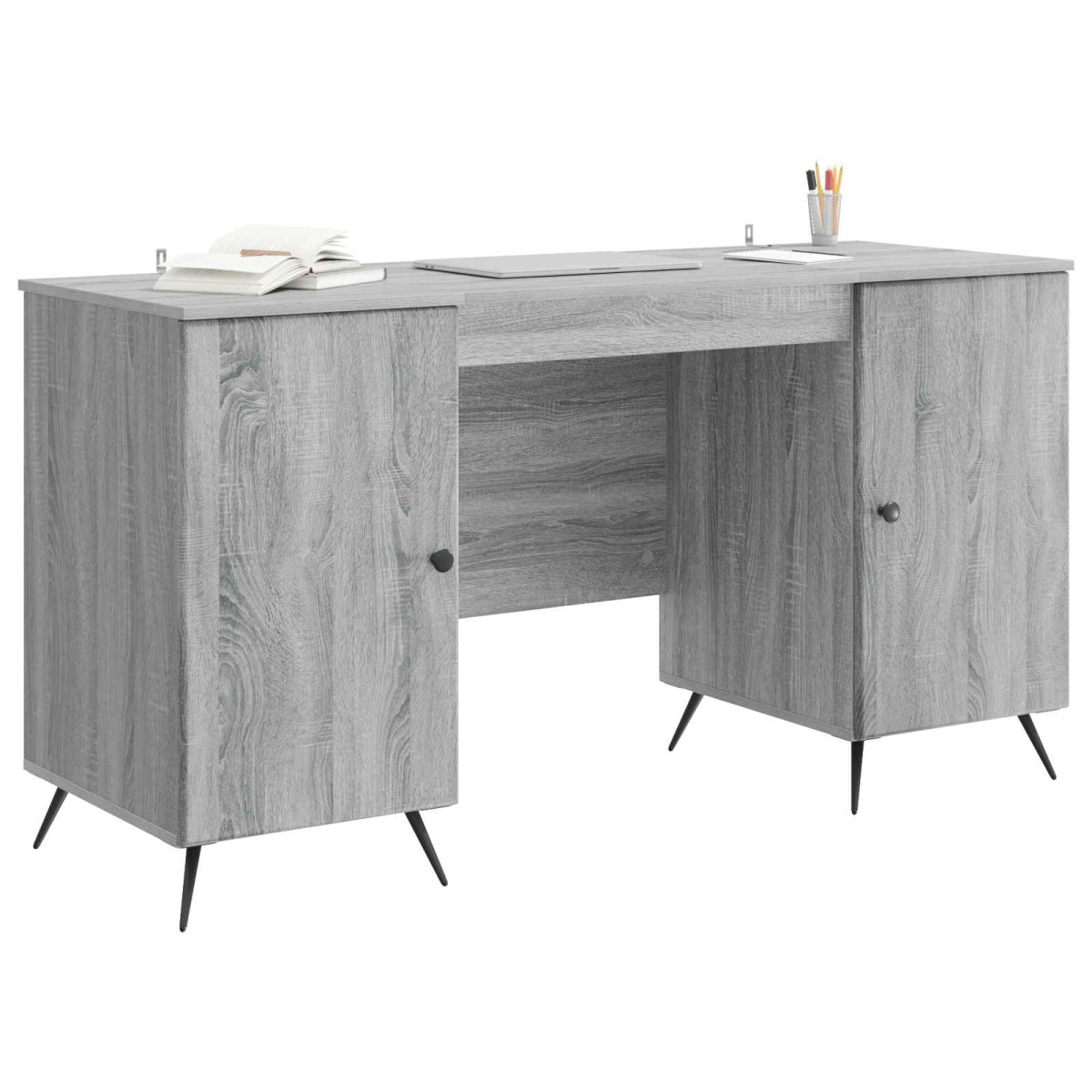 vidaXL Γραφείο Γκρι Sonoma 142,5 x 50 x 75 εκ. Επεξεργασμένο Ξύλο