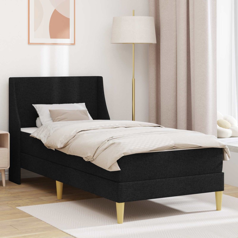 vidaXL Σκελετός κρεβατιού με στρώμα Μαύρο 90 x 190 cm Πολυεστέρας