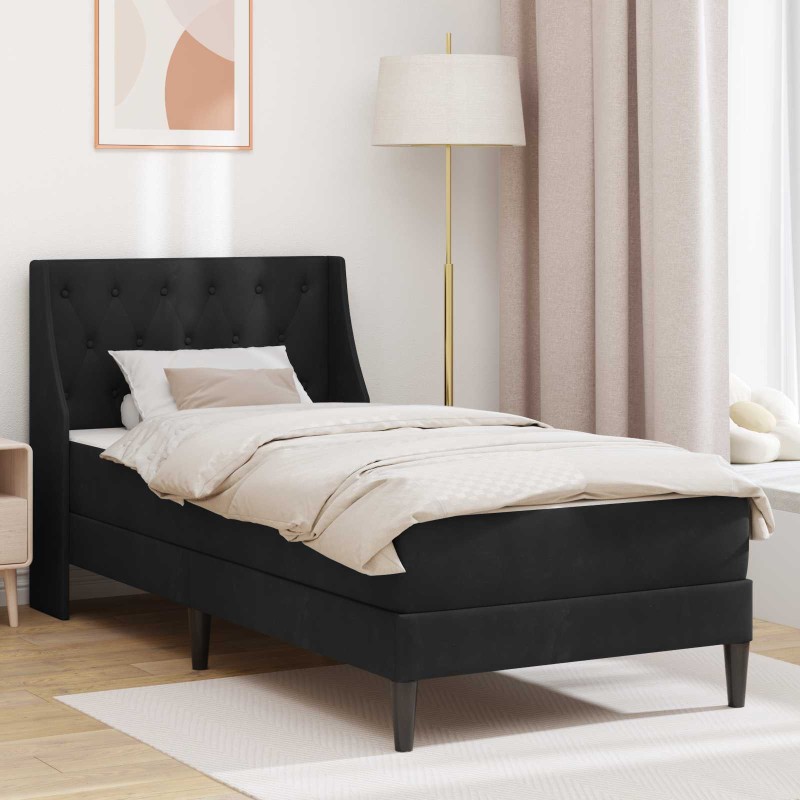 vidaXL Σκελετός κρεβατιού με στρώμα Μαύρο 90 x 200 cm Βελούδο