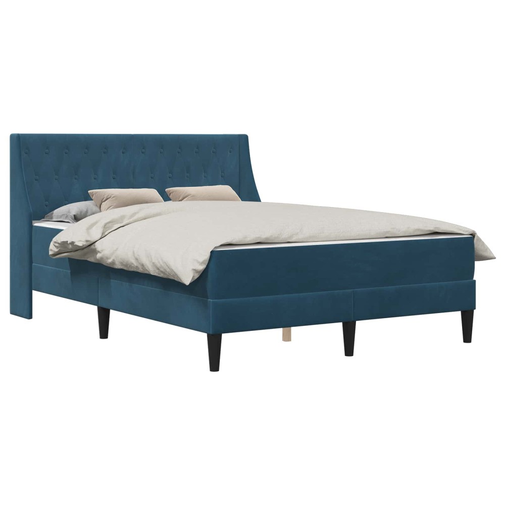 vidaXL Σκελετός κρεβατιού με στρώμα Μπλε 120 x 190 cm Βελούδο