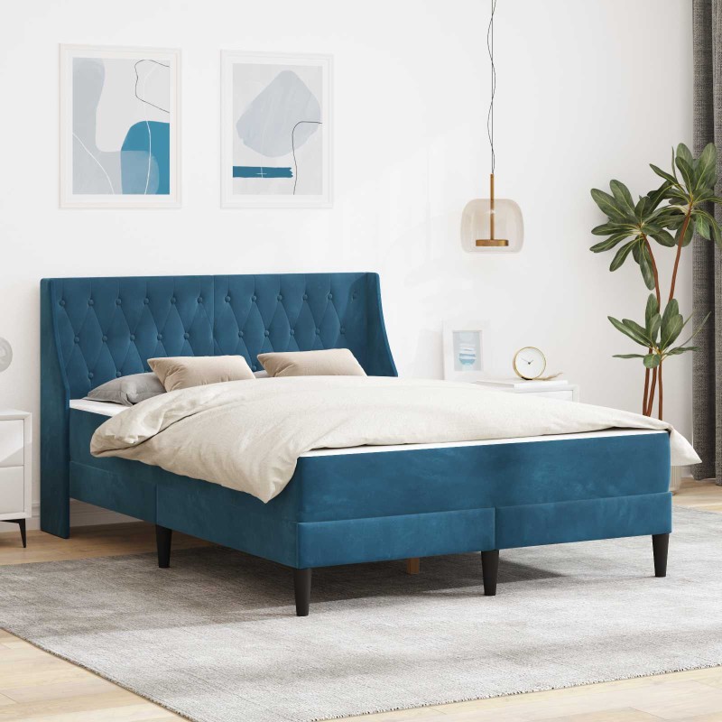 vidaXL Σκελετός κρεβατιού με στρώμα Μπλε 120 x 190 cm Βελούδο