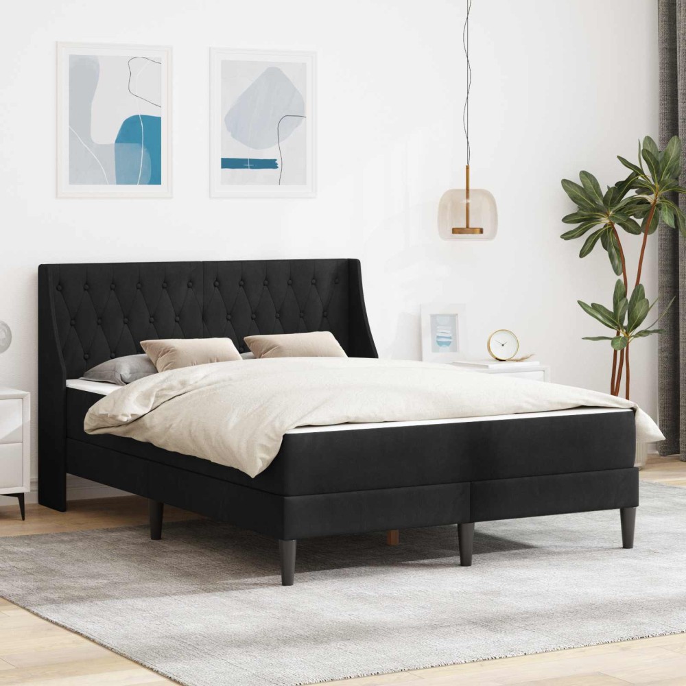 vidaXL Σκελετός κρεβατιού με στρώμα Μαύρο 120 x 200 cm Βελούδο