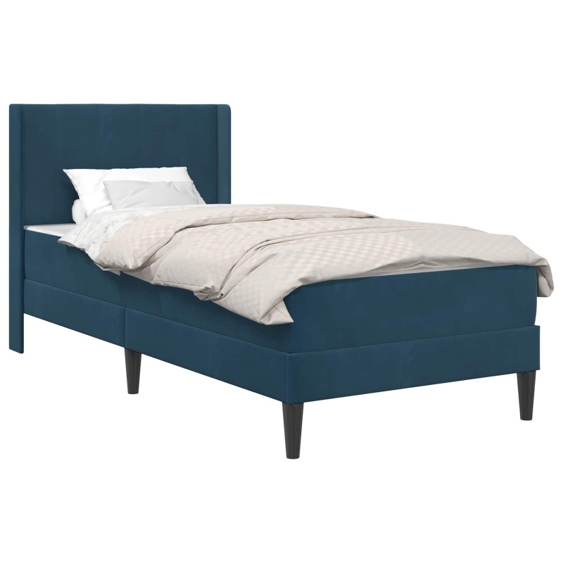vidaXL Σκελετός κρεβατιού με στρώμα Μπλε 90 x 190 cm Βελούδο