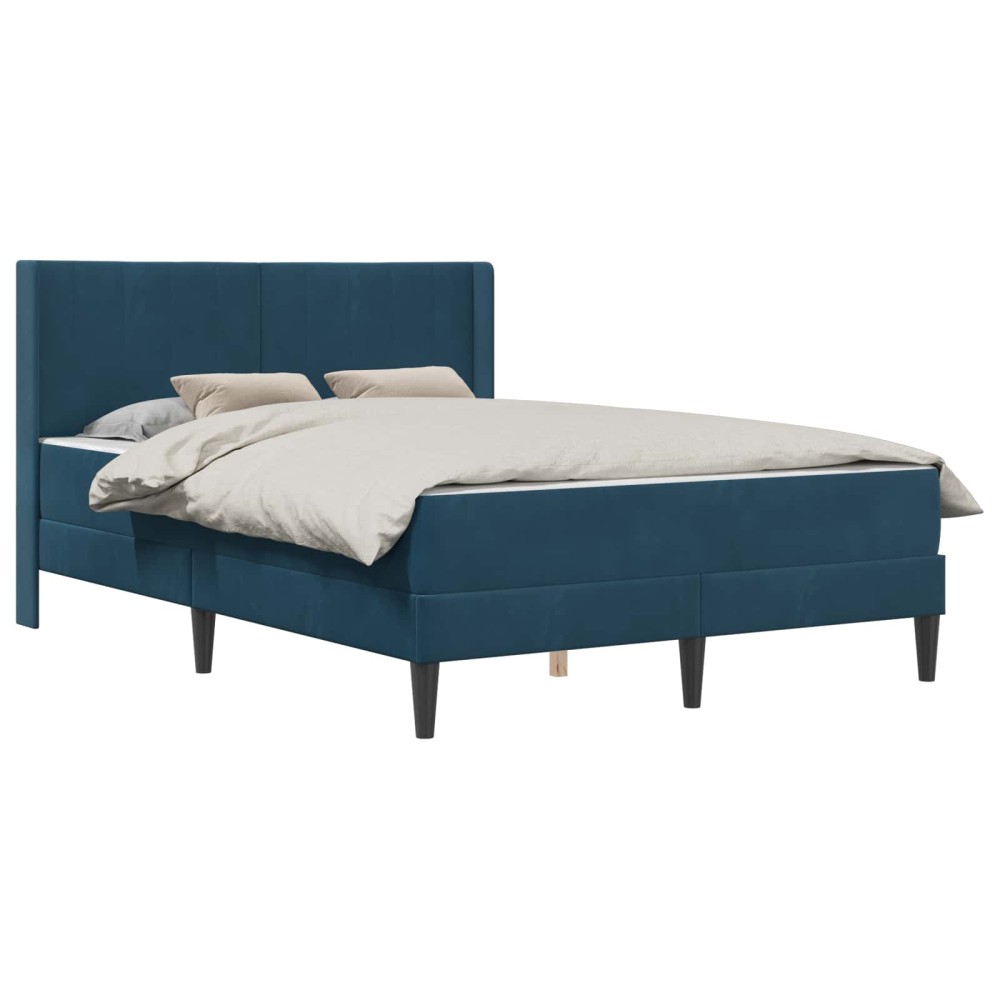 vidaXL Σκελετός κρεβατιού με στρώμα Μπλε 140 x 200 cm Βελούδο