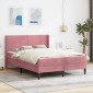 vidaXL Σκελετός κρεβατιού με στρώμα Ροζ 160 x 200 cm Βελούδο