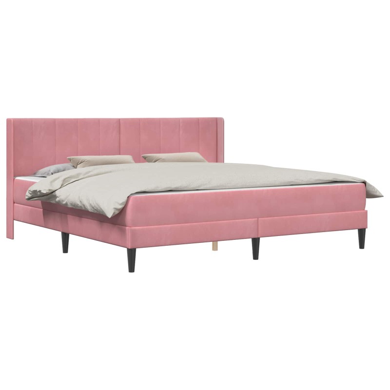 vidaXL Σκελετός κρεβατιού με στρώμα Ροζ 180 x 200 cm Βελούδο